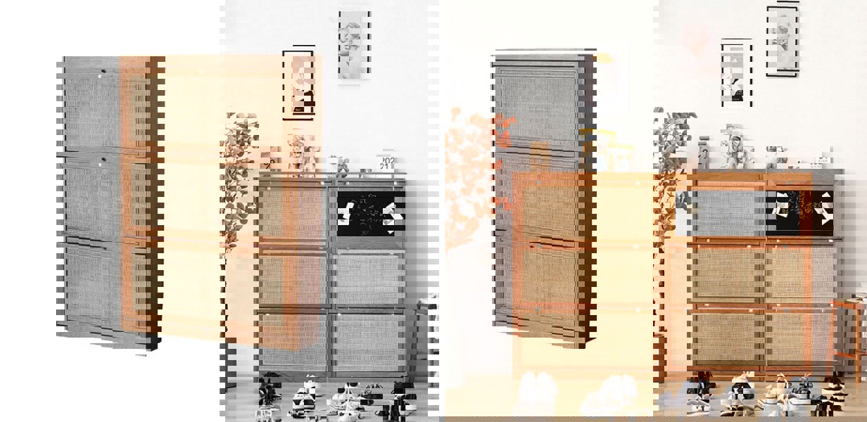 H14 Dex Rattan Shoe Storage With Drawer-Rit Concept-Rit Concept