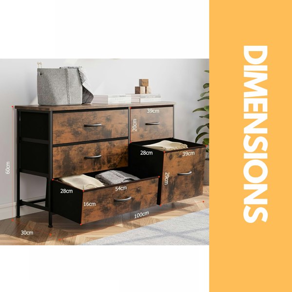 Rafaelo Mobilia Bedroom Dresser With 5 Fabric Storage Drawers