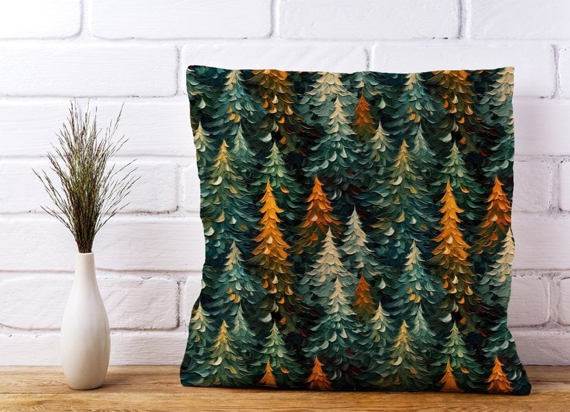 Warren Reed Impasto Style Christmas Trees Cushions