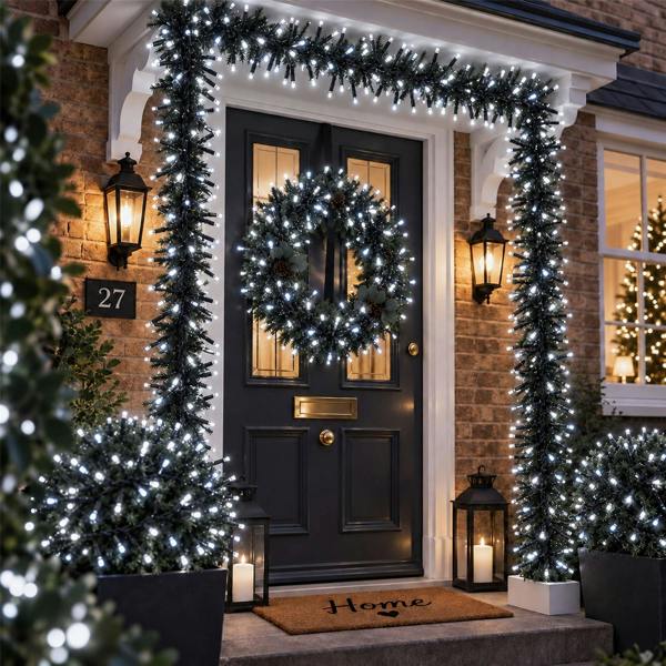 Cluster Green Cable Cool White LED Christmas Lights, 480 to 1920 LEDs, 8 Effects, Timer and Indoor/Outdoor Use image 8