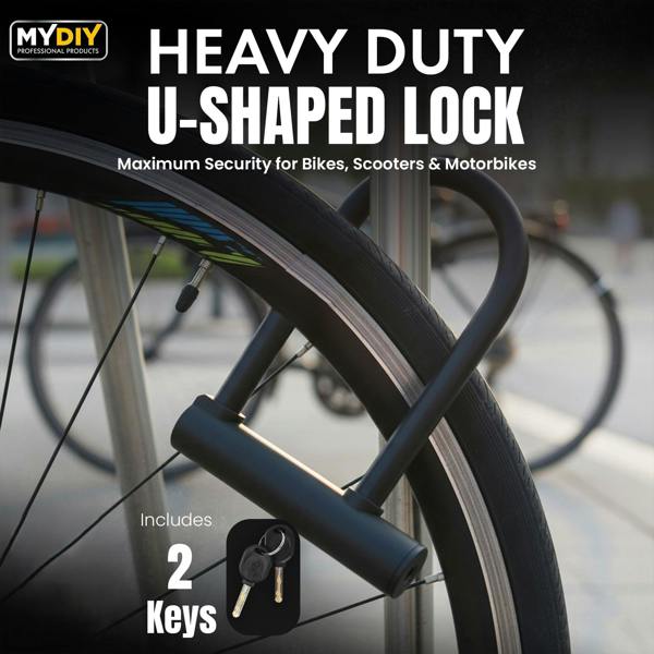 MY DIY PROFESSIONAL PRODUCTS My DIY U-Shaped Bike Lock - Heavy Duty Bicycle U Lock with 2 Keys - Rust & Weather Resistant Cycle Lock for MotorBikes