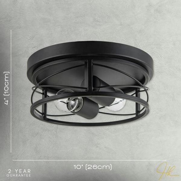 Industrial Vintage Black Round Flush Ceiling Light with Wire Design Image 7