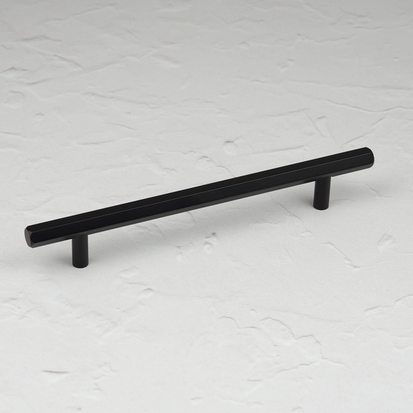 Handle & Home Matt Black Hexagon T-Bar Handles and Coordinatig Knob - 160mm Handle