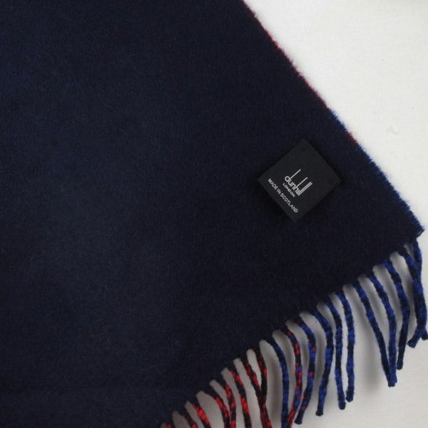 Dunhill pure cashmere scarf in a red and royal blue check pattern