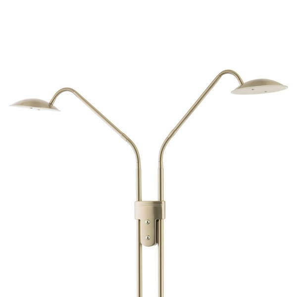 Double Arm Nickel Floor Lamp with Dimmer and Colour Control Warm-Cool White Image 3