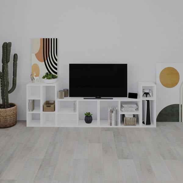 Decortie Modern Combayn Big Low Standing Book Shelf, 3 Open Storage Horizontal or Vertical Compact Bookshelf Bedroom