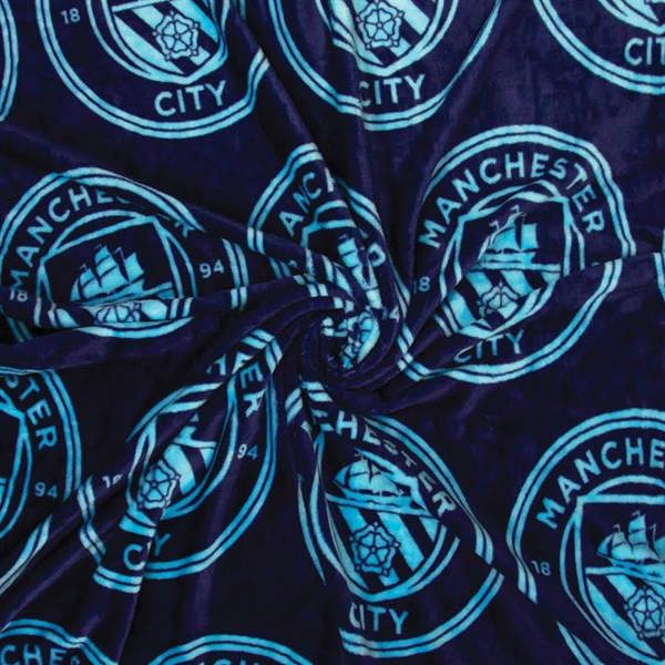 Manchester City FC Mono Crest Fleece Blanket, Bedroom, Sports, Gift