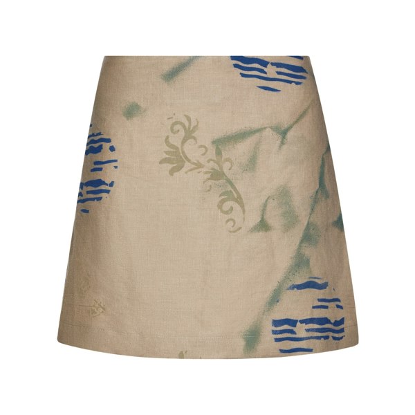 Blue Nude Cabane Hand-Painted Miniskirt