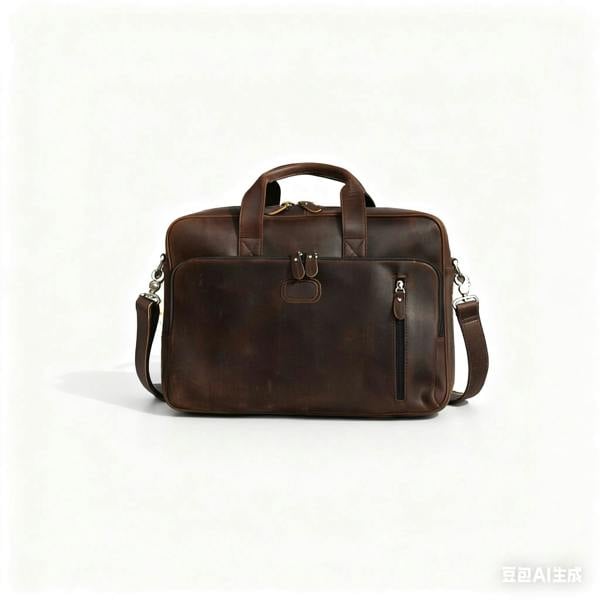 Touribag Genuine Leather Briefcase With Front Leather Patch