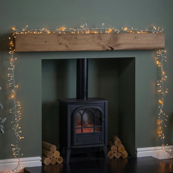Samuel Alexander 9.3m 720 LED Christmas Cluster String Lights with Timer in Vintage Gold on Clear Cable
