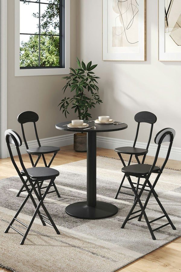 Living and Home 5pcs Round Table and 4 Chairs Set Bistro Dining Set Furniture