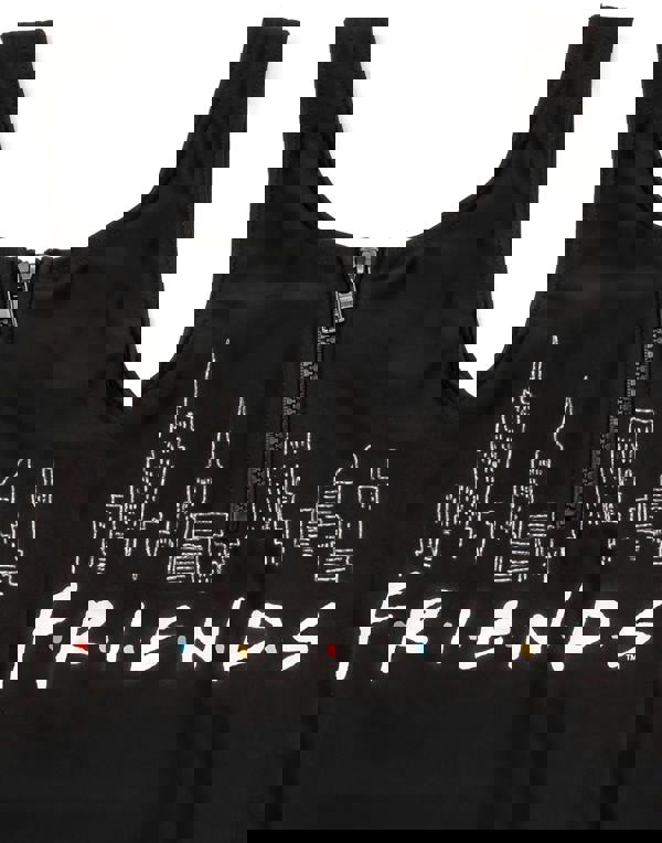 Friends Girls Black Logo Print With Zip Detail 1 Piece Swimming Costume