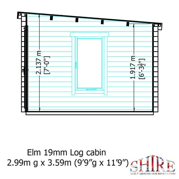 Shire Elm 10Gx12 Multiroom Pent Log Cabin 19mm interlock  Cladding - Best Shed