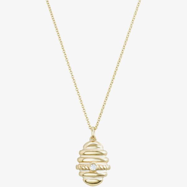 T. H. Baker Yellow Gold Plated Cubic Zirconia Bee Hive Pendant Necklace BTH2-SL-CZ YGP