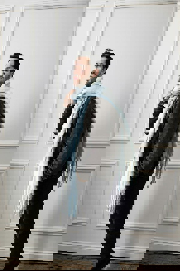 SVNX Chunky Grey and White Check Scarf