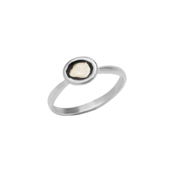 Spero London Sterling Silver Polki Raw Uncut Diamond Ring