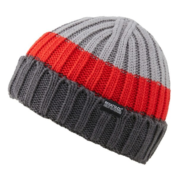 Regatta Mens Davion V Beanie - Mineral Grey/High Risk Red