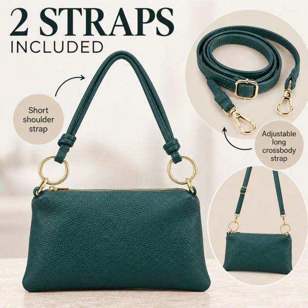 Love EMVY Genuine Italian Leather Gold Rings 2 in 1 Bag – 2 Straps - Teal