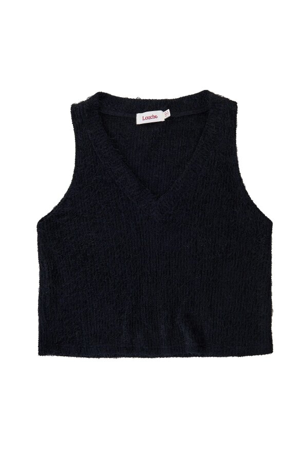 Isaac Eyelash V-Neck Tank Top - Black