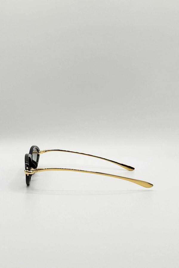 SVNX Bold Oval Angular Sunglasses in Black