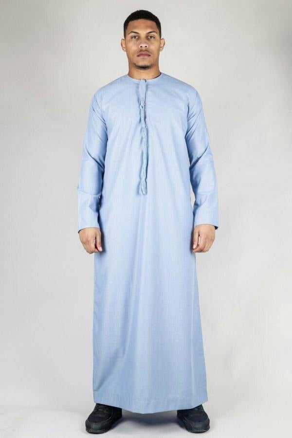 Infinity Leather Men's Thobe Emirati Islamic Jubba Robe Eid Tassel Regular Fit
