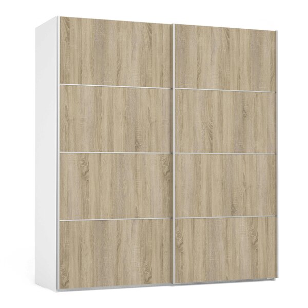 Wyld Haus Bordeaux Wide Natural Oak Double Sliding Door Wardrobe 180cm 5 Shelves