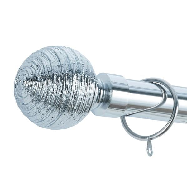 A.Unique Home Etched Ball Extendable Curtain Pole (25/28mm) (Nickel,70cm - 120cm)