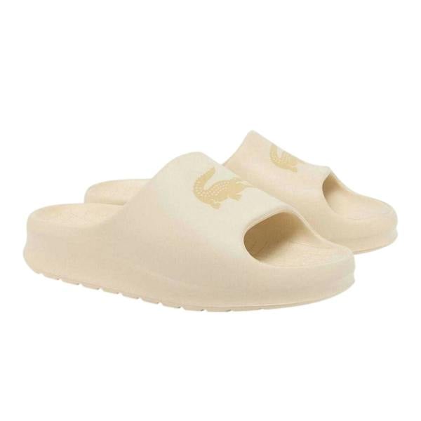 Lacoste Mens Serve Crocodile Holiday Sliders - Off White - 