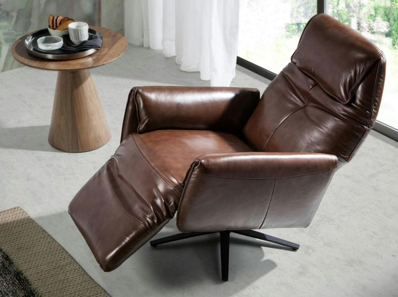 Angel Cerdá Chocolate Brown Leather Swivel Armchair 5056