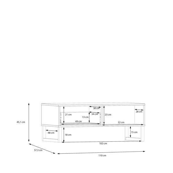 Wyld Haus Onyx Light Grey 1 Drawer Coffee Table Open Shelf