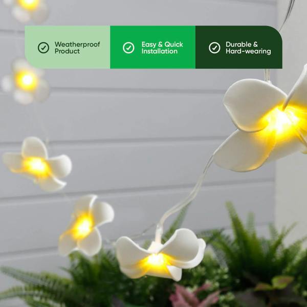 Gardenwize 20-Piece Solar String Lights – 2m Frangipani Flower LED Lights