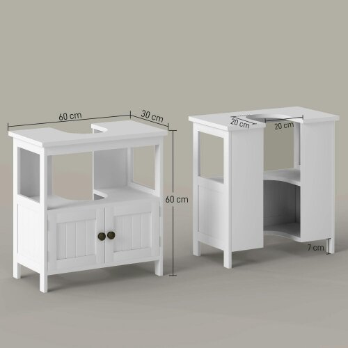 Wyld Haus Dalaco White Pedestal Sink Storage Cabinet With Double Doors And Internal Shelving