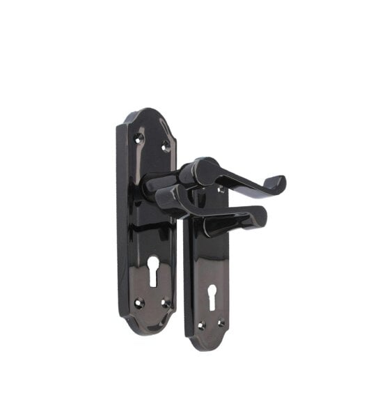 EDH Door Hardware Askworth Door Handle Set – Black Nickel Internal Lock Door Handles 170mm x 48mm