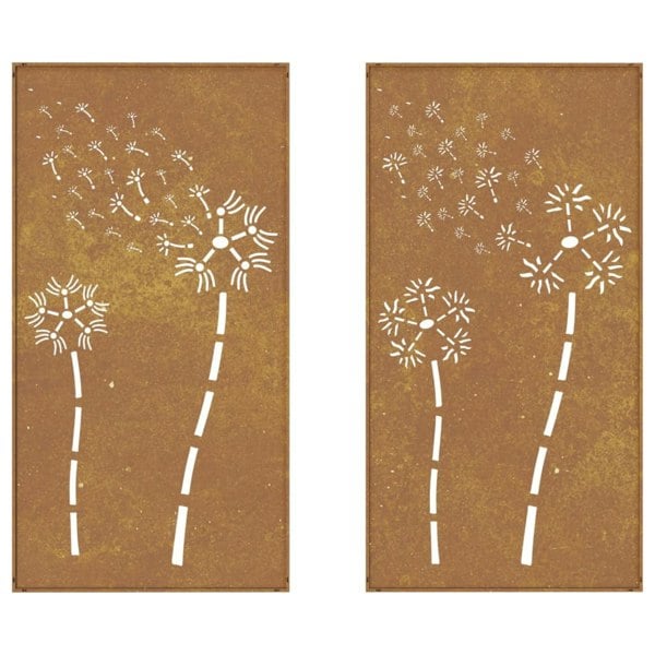 Berkfield Garden Wall Decorations 2pcs 105x55cm Corten Steel Flower Design