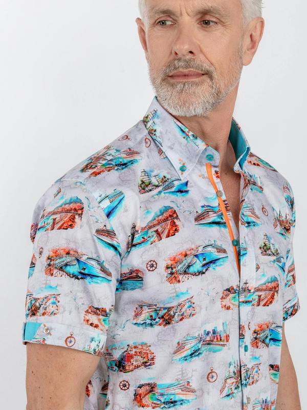 CRUISE LINER PRINT SHORT SLEEVE SHIRT - Claudio Lugli Shirts