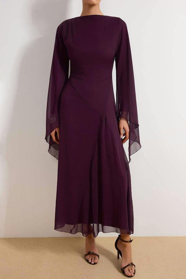 Princess Sleeve Boat Neck Maxi Dress