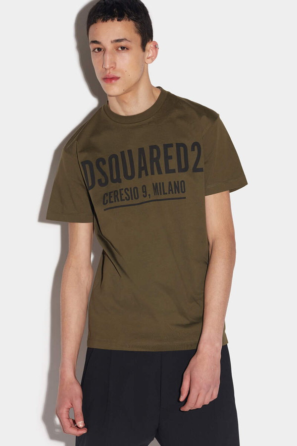 Dsquared2 Cool Fit Large Ceresio 9 Print Logo T-Shirt - Military Green