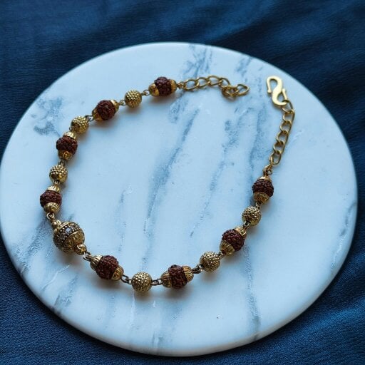 The Colourful Aura Indian Shiva Rudraksha Gold Beaded Hindu Bracelet