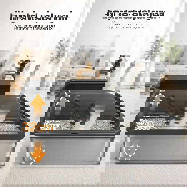 Skylos Stainless Steel Cat Litter Box Big Cats Kitten High Sided Easy Clean Grey