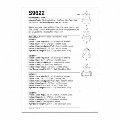 Simplicity Sewing Pattern 9622, Toys OS (One Size Only) - Easy