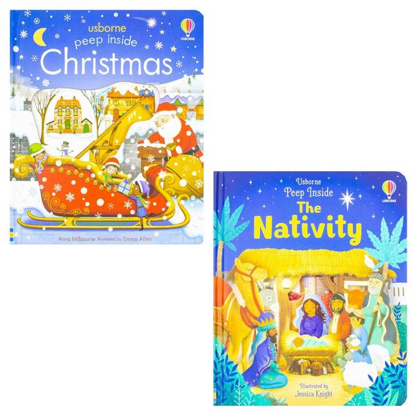 Peep Inside Christmas and Peep Inside Nativity 2 Books Collection Set by Katie Daynes, Anna Milbourne