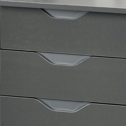 Wyld Haus Sareco 120cm High Gloss Grey Home Office Desk With Drawers And Storage Cabinet