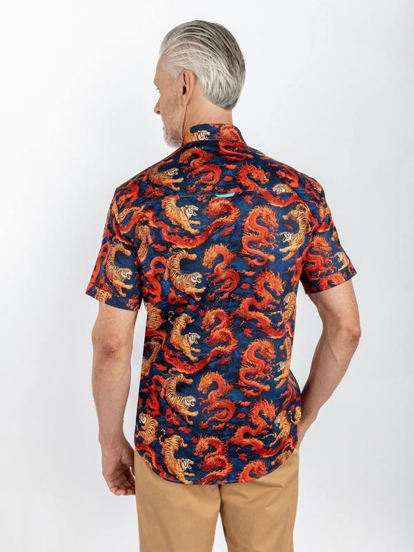 MYSTICALTIGER AND DRAGON PRINT SHORT SLEEVE SHIRT - Claudio Lugli Shirts