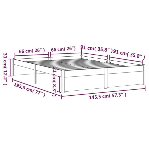 Berkfield Bed Frame White Solid Wood 140x190 cm