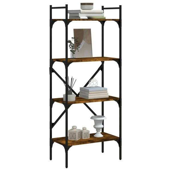 Berkfield Bookcase 4-Tier Smoked Oak 56x31.5x138.5 cm Engineered Wood