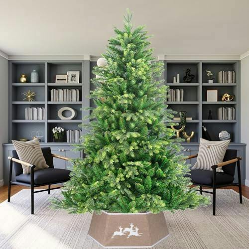 26.8 Inch Hexagonal Fabric Christmas Tree Collar in Beige for a Neat Festive Finish image 6