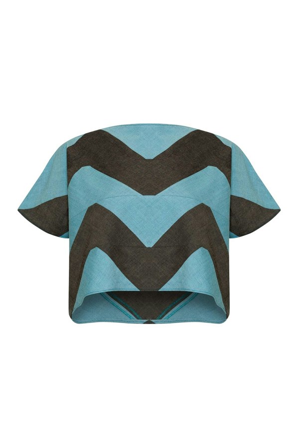 Bo Carter Namaka Top - Grey and Aqua