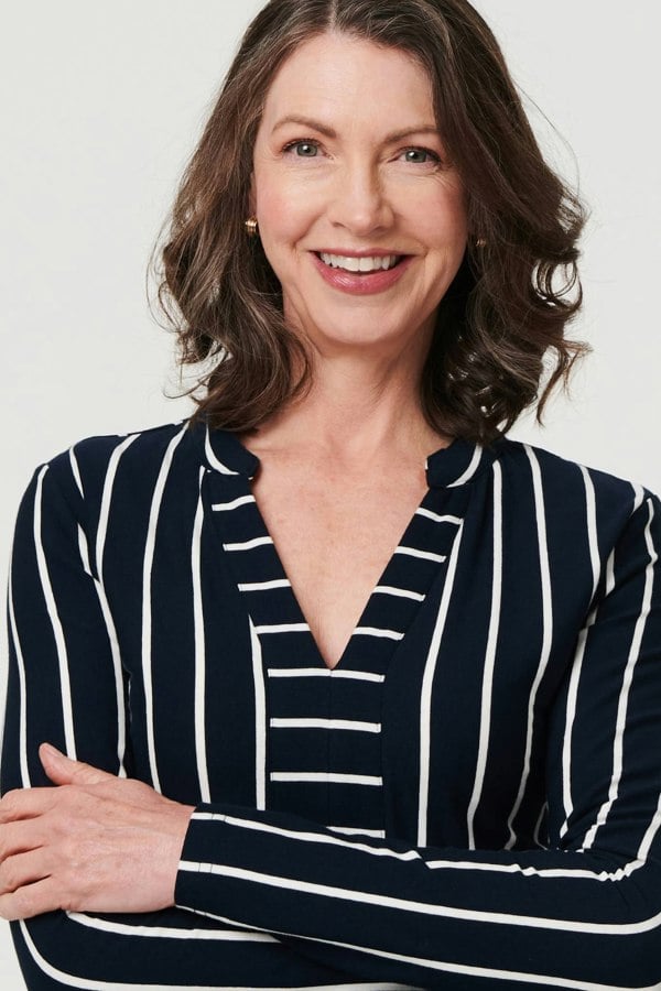 Blue | Striped Tie Waist Long Sleeve Midi Dress
