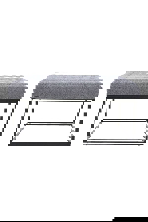 Living and Home Square Linen Footstool with Metal Frame