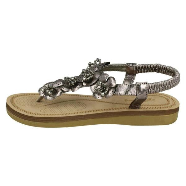 Savannah Ladies Savannah Beaded Flower Trim Sandals